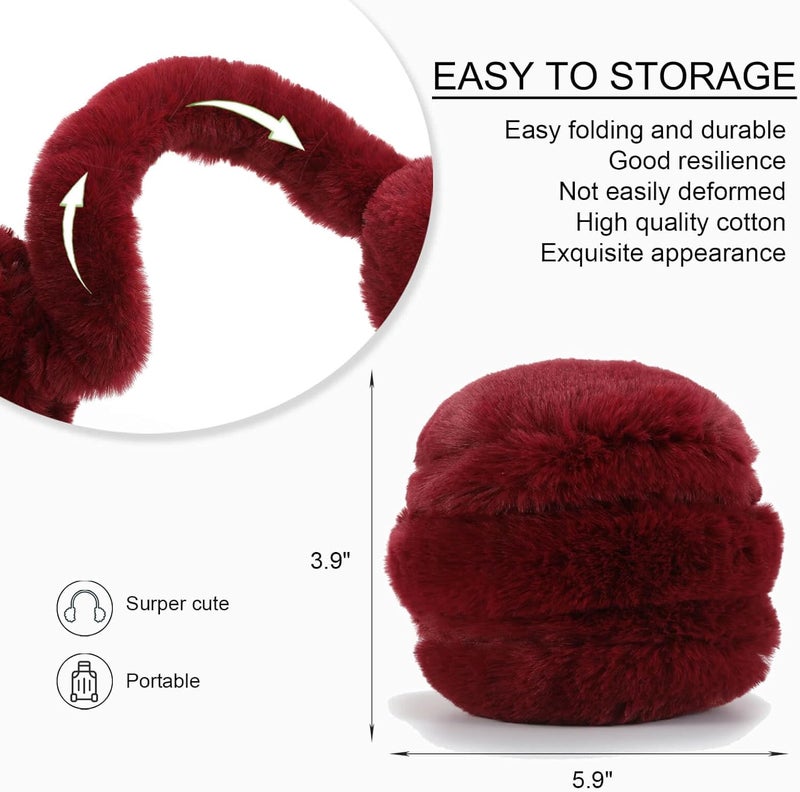 SUNBORRY Store Foldable Ear Muffs for Women, Faux Fur Adjustable Earmuffs for Winter - Image 4